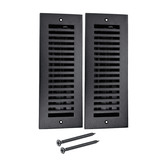 Prima Decorative Hardware, Floor Register A/C, Vent Cover, 3" x 10", Cast Aluminum, Black, 2 Pack