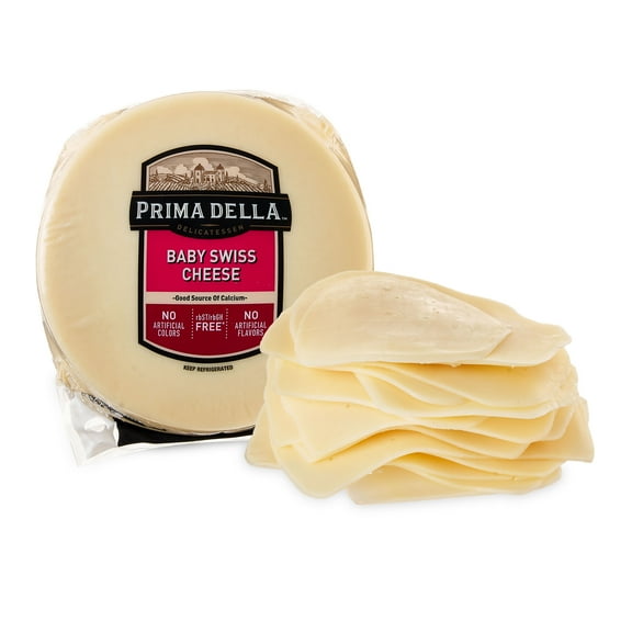 Prima Della Baby Swiss Cheese, 5 lb Wheel, Deli-Sliced (Refrigerated)