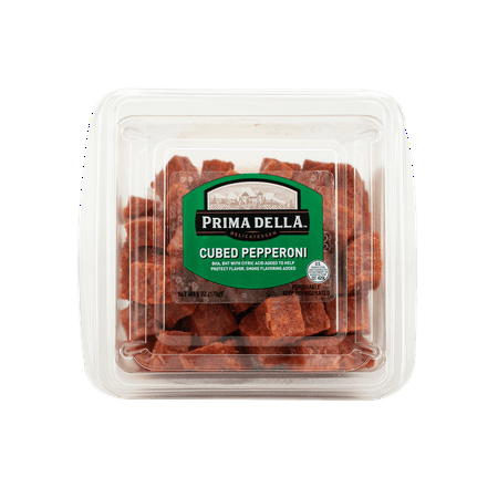 Prima Della Cubed Pepperoni, Serving Size 1oz, 6g Protein per Serving, 6oz Plastic Cup (Refrigerated)