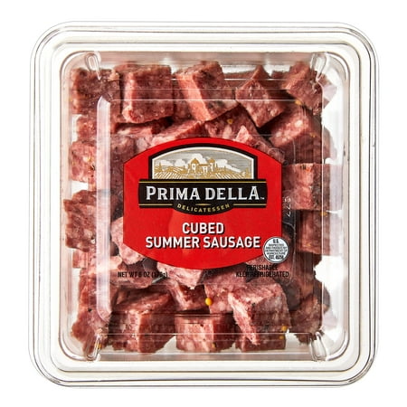 Prima Della Cubed Summer Sausage, Serving Size 1oz, 5g Protein, 6 oz Plastic Cup, Refrigerated