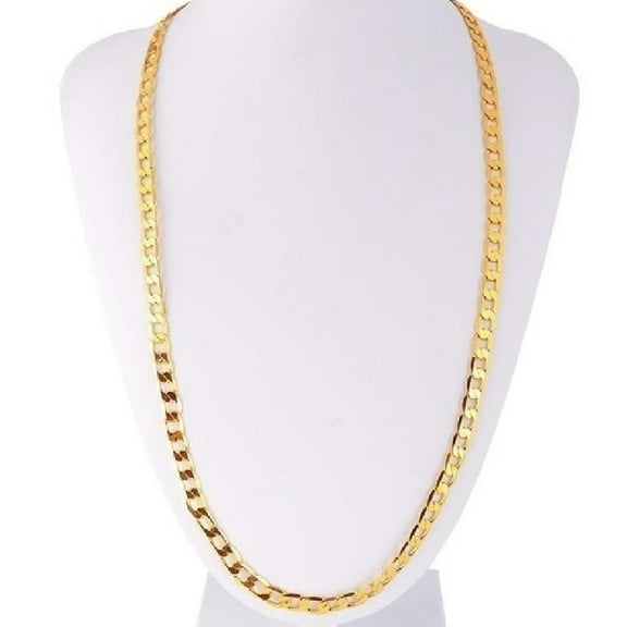 Prima Jewelries 18K Yellow Gold-Plated 26-Inches Cuban Curb 6mm Wide Heavy Solid Unisex Chain Link Necklace Gift