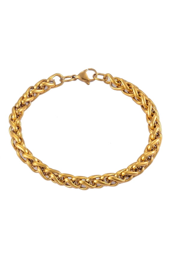 18K Yellow Gold-Plated 8-Inches Spiral Twisted 5mm Wide Heavy Solid Unisex Chain Link Bracelet Gift