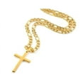 thumbnail image 1 of Prima Jewelries 18K Yellow Gold-Plated Prayer Bible Religious 24-Inches Figaro Link Crucifix Pendant Unisex Necklace Set Gift, 1 of 6