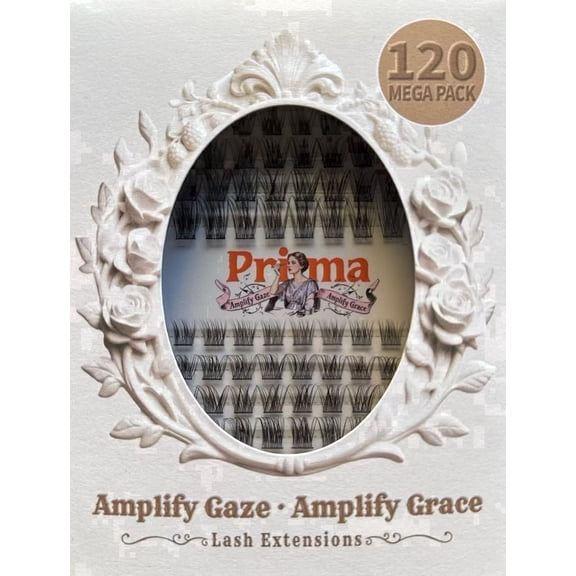 Amplify Gaze Amplify Grace (PRIMA)- 120pcs Prima Natural Lash Clusters Beginner Friendly DIY Eyelash Extensions, Office Wear CC-Curl Individual Lashes, 8-16mm Mixed Tray