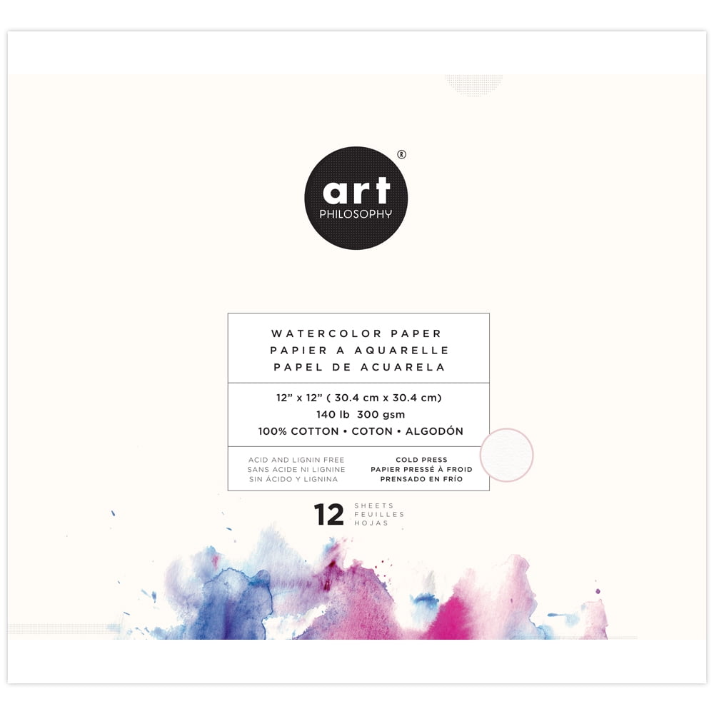 Prima Marketing Art Philosophy Watercolor Paper Pad 12"X12"-12 Sheets