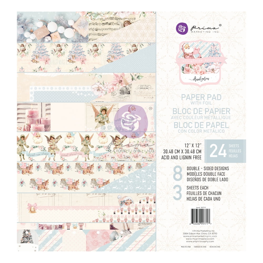 Prima Marketing Double-Sided Paper Pad 12"X12" 24/Pkg-Christmas Sparkle, 8 Designs/3 Each