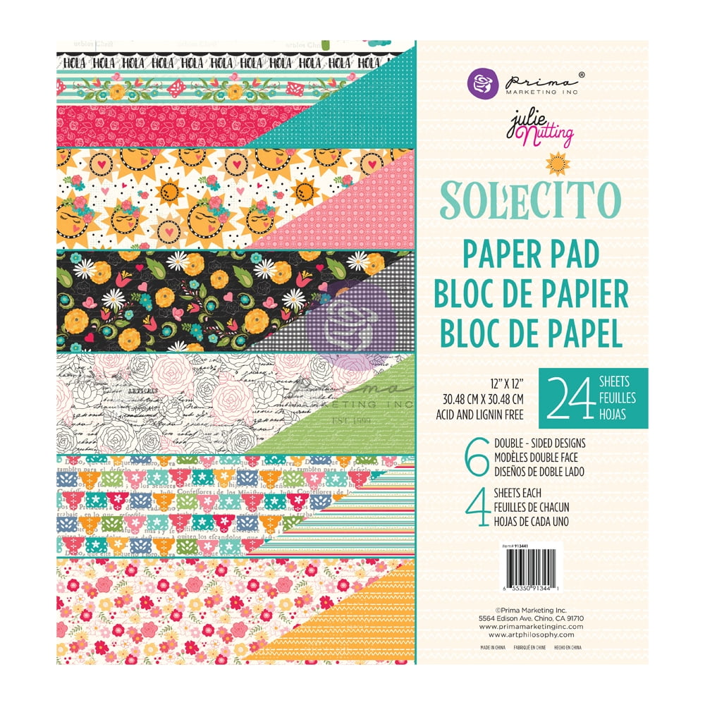 Prima Marketing Double-Sided Paper Pad 12"X12" 24/Pkg-Julie Nutting Solecito, 6 Designs/4 Each
