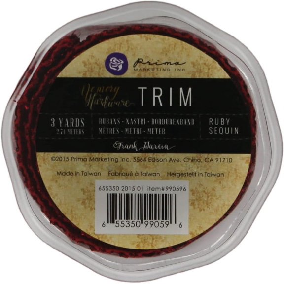 Prima Marketing Frank Garcia Memory Hardware Sequin Trim, Ruby, 1.3" x 3 yd