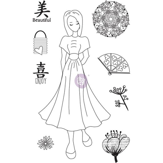 Prima Marketing Julie Nutting Mixed Media Cling Rubber Stamp-Kyoko