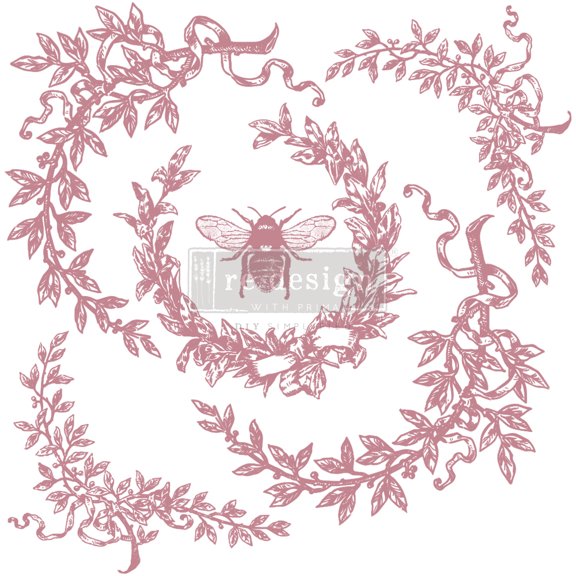 Prima Marketing Re-Design Decor Clear Cling Stamps 12"x12"-French Laurels