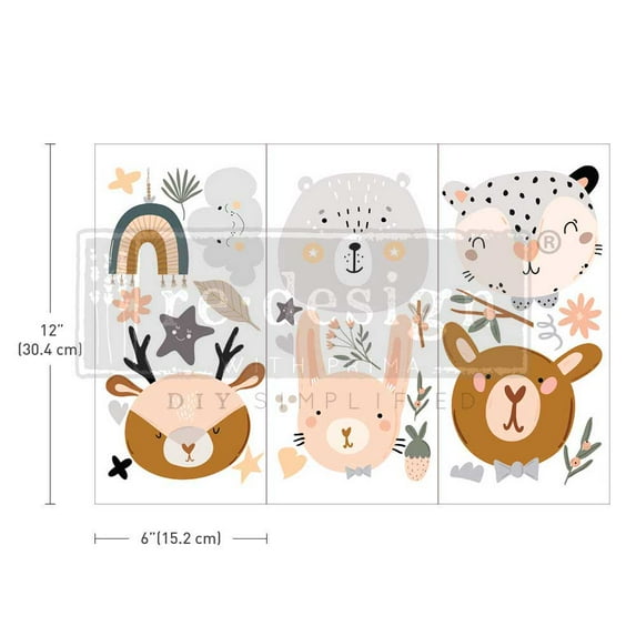 Prima Marketing Re-Design Decor Transfers 6"X12" 3/Sheets-Boho Critter