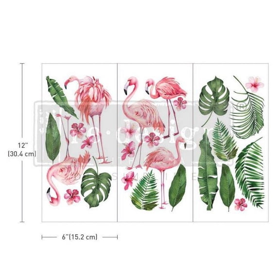Prima Marketing Re-Design Decor Transfers 6"X12" 3/Sheets-Flamingo Pink
