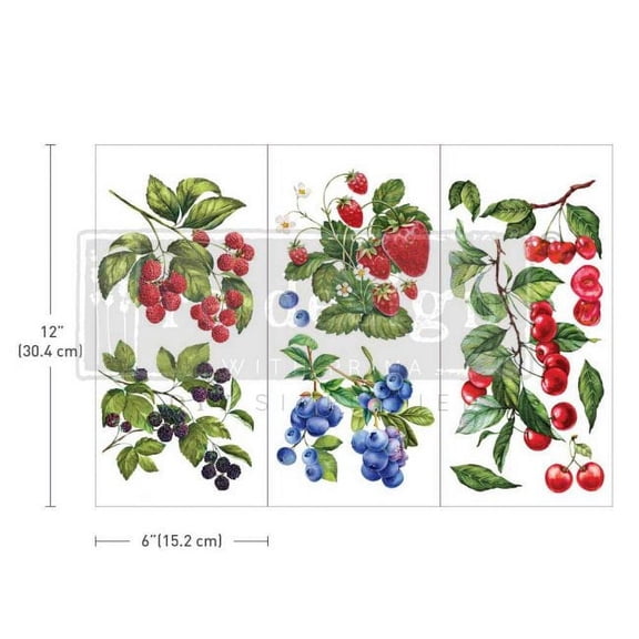 Prima Marketing Re-Design Decor Transfers 6"X12" 3/Sheets-Sweet Berries