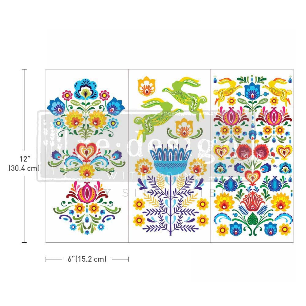 Prima Marketing Re-Design Decor Transfers 6"x12" 3/Sheets-Floral Polish -Re656805