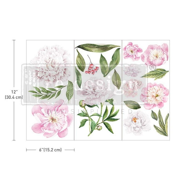 Prima Marketing Re-Design Decor Transfers 6"x12" 3/Sheets-Morning Peonies 655350653477