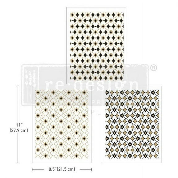 Prima Marketing Re-Design Decor Transfers 8.5"X11" 3/Sheets-Middy- Moroccan Diamonds