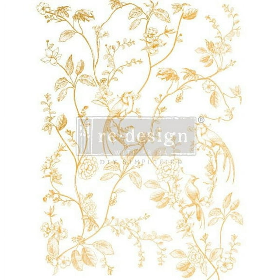 Prima Marketing Re-Design Gold Foil Kacha Decor Transfers-A Bird Song