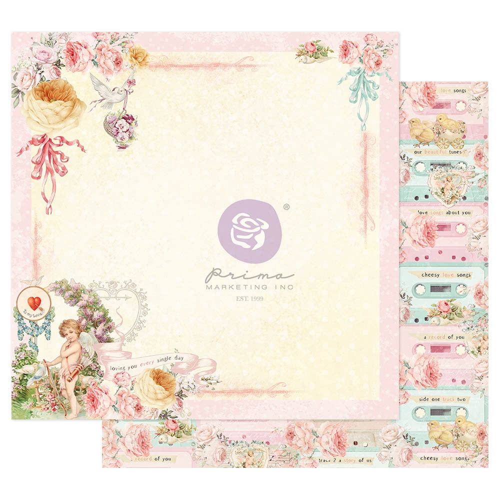 Prima Marketing Scrapbooking Supplies Magic Love Collectionloving You Everyday 1 Sheet W/Foil Details Paper Planners DIY Paper Stickers Craft Kits,Mother's Day Decorations,Easter,Memorial's Day