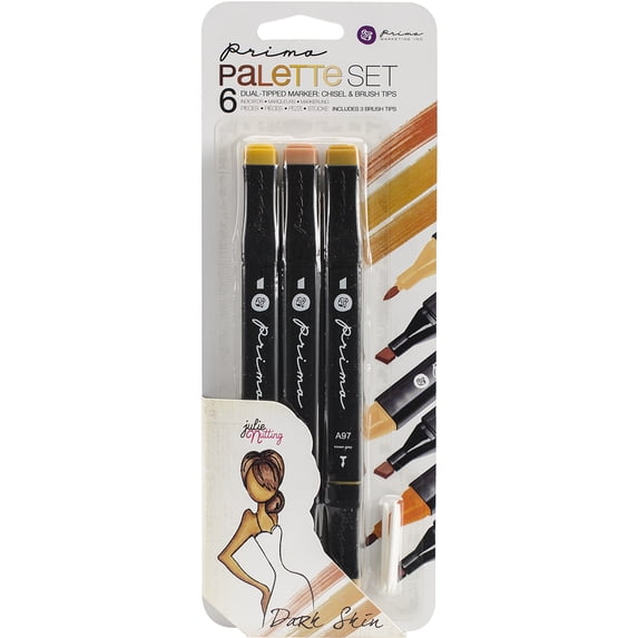 Prima Palette Mixed Media Markers Set-Dark Skin, Pk 1, Prima Marketing