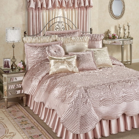 Prima Quilted Bedding and Accent Pillows Available in 5 Gemtone Colors to Mix and Match Rose Quartz Coverlet Set King