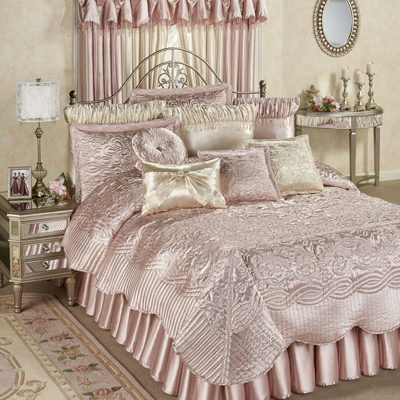 Prima Quilted Bedding and Accent Pillows Available in 5 Gemtone Colors to Mix and Match Rose Quartz Coverlet Set Queen