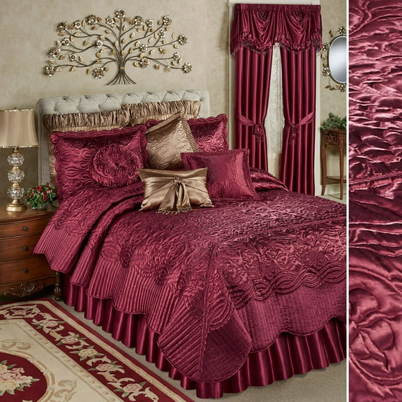 Prima Quilted Bedding and Accent Pillows Available in 5 Gemtone Colors to Mix and Match Ruby Coverlet Set Queen