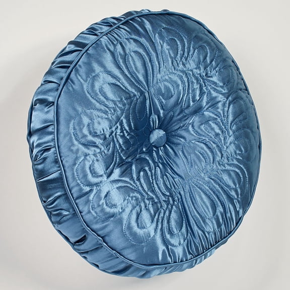 Prima Quilted Bedding and Accent Pillows Available in 5 Gemtone Colors to Mix and Match Sapphire Pillow Quilted Round 14 Inches Diameter