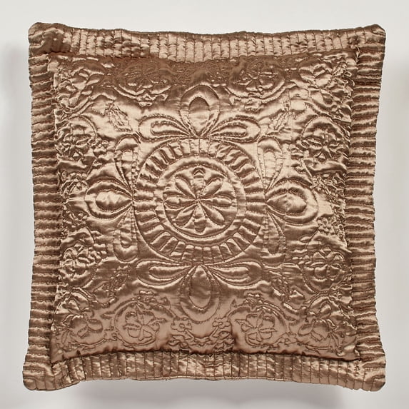 Prima Quilted Bedding and Accent Pillows Available in 5 Gemtone Colors to Mix and Match Smoky Topaz Pillow Quilted 18 Inches Square