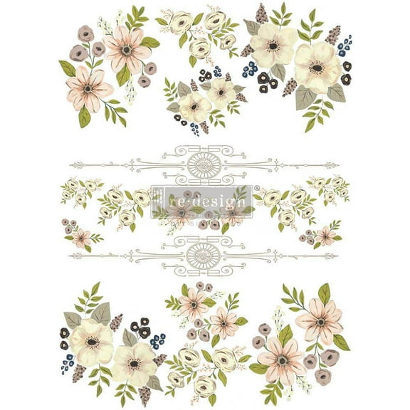 Prima Re-Design Decor Colored Transfer-Painted Florals 22"X34"
