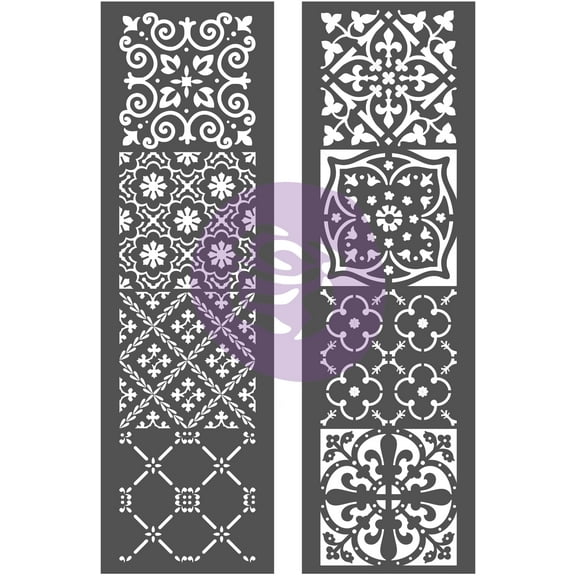 Prima Re-Design Decor Stencil 2/Pkg 8"X26.375"-Arabesque