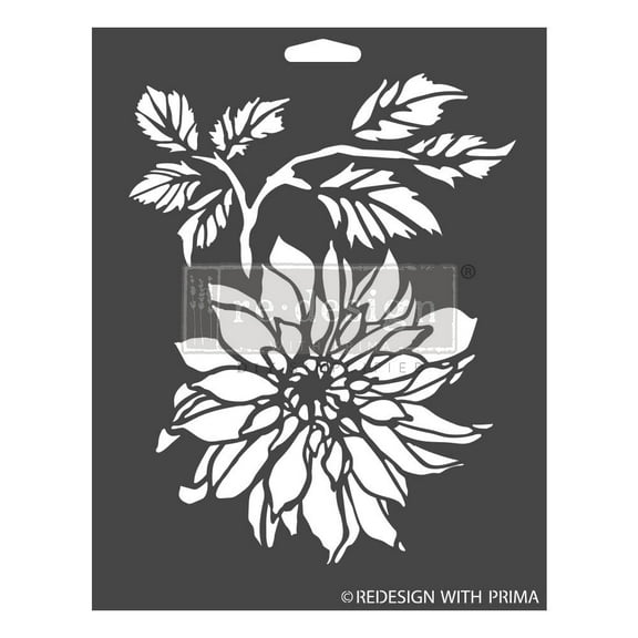 Prima Re-Design Decor Stencil 9"X12"-Dahlia Garden