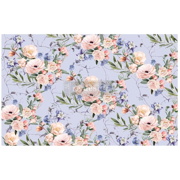 Prima Re-Design Decoupage Decor Tissue Paper 19"x30"-Lavender Fleur