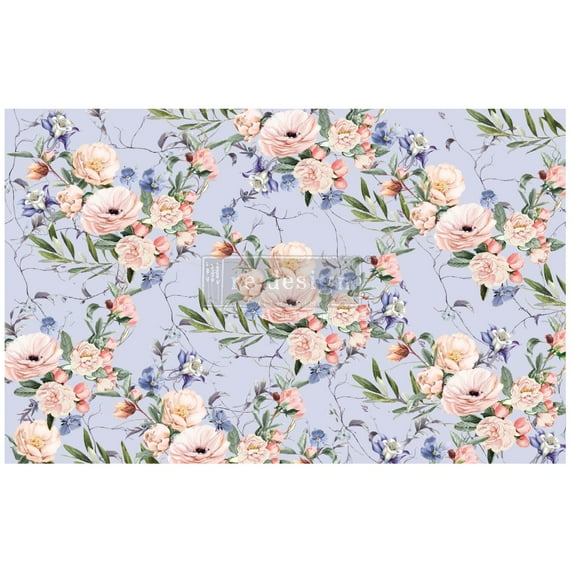 Prima Re-Design Decoupage Decor Tissue Paper 19"x30"-Lavender Fleur