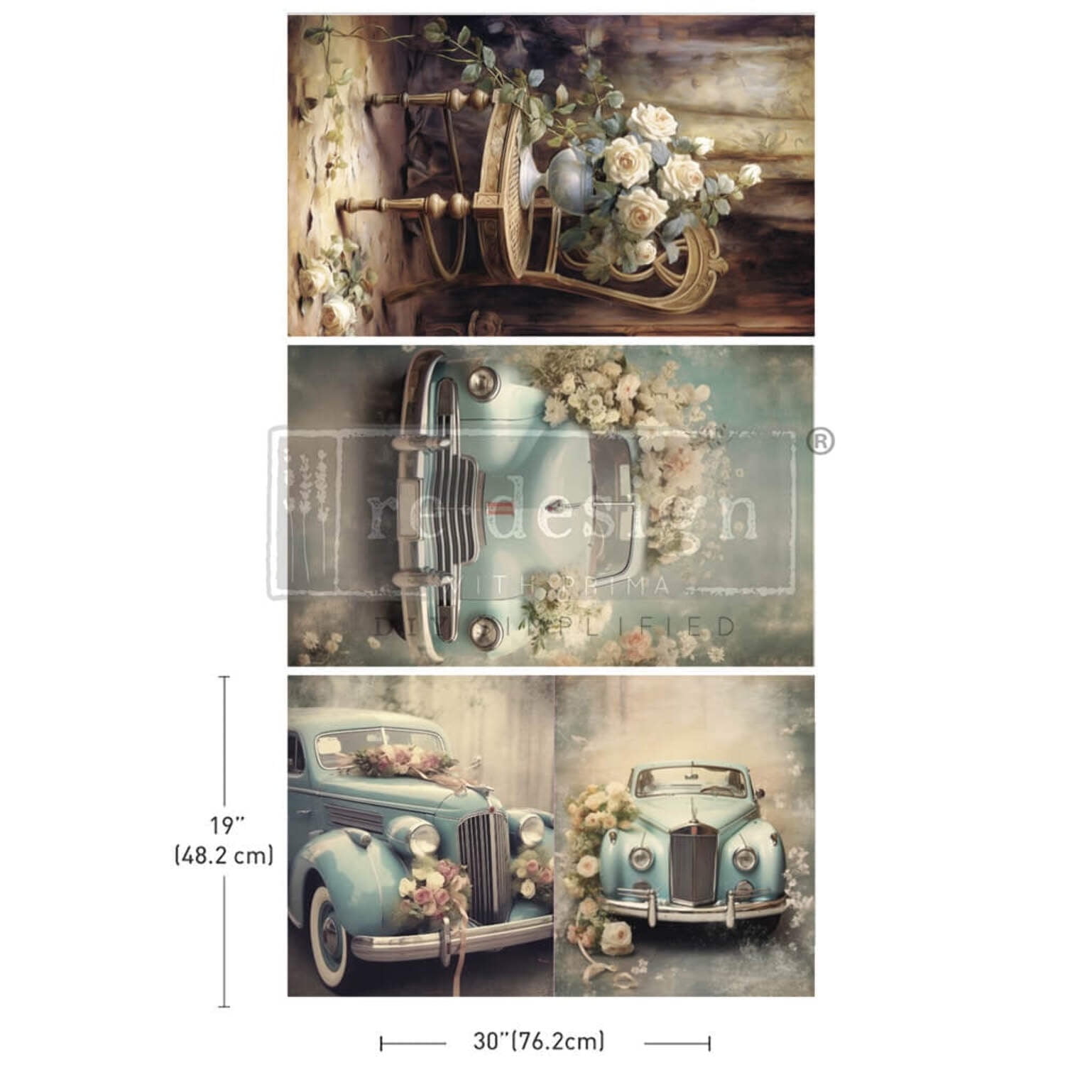 Prima Re-Design Decoupage Decor Tissue Paper-Retro Rose Ride