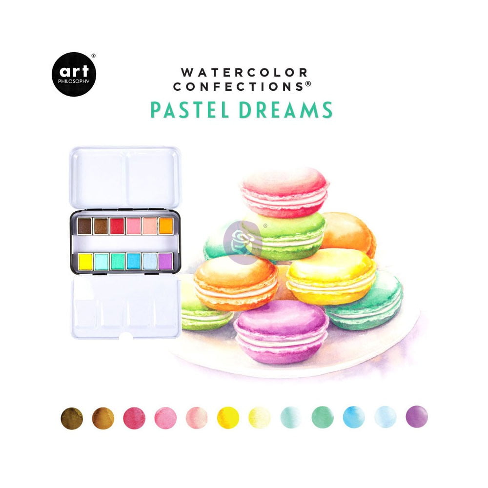 Prima 12-Pan Pastel Dreams Watercolor Set with Metal Palette Tin