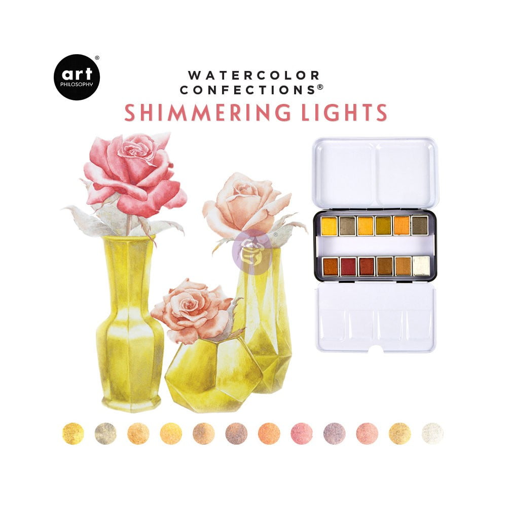 Prima Watercolor Confections Watercolor Pans 12/Pkg-Shimmering Lights