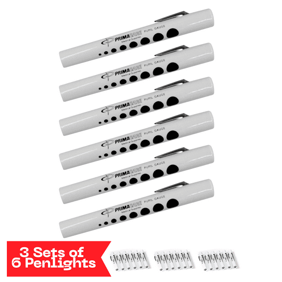 PrimaCare DL-9223-3 Disposable Diagnostic Penlight, 3 Packs of 6 Penlights