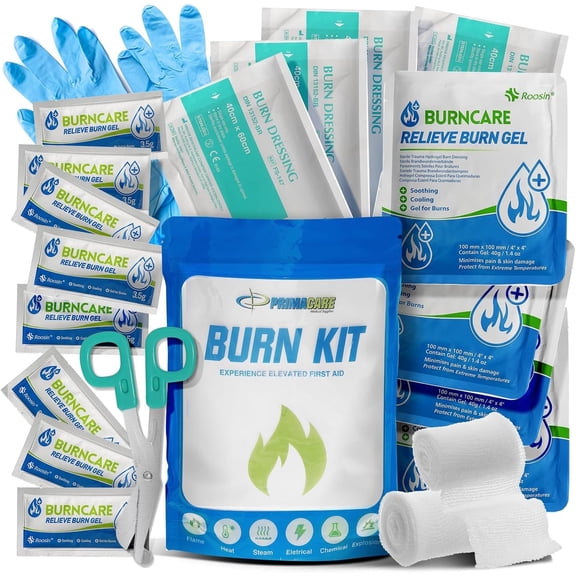 PrimaCare Emergency First Aid Burn Kit with Burn Gel & Dressings, 22 Count