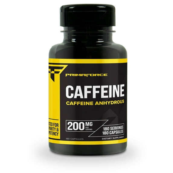 PrimaForce Caffeine Supplement Pills 200mg, 180 Capsules