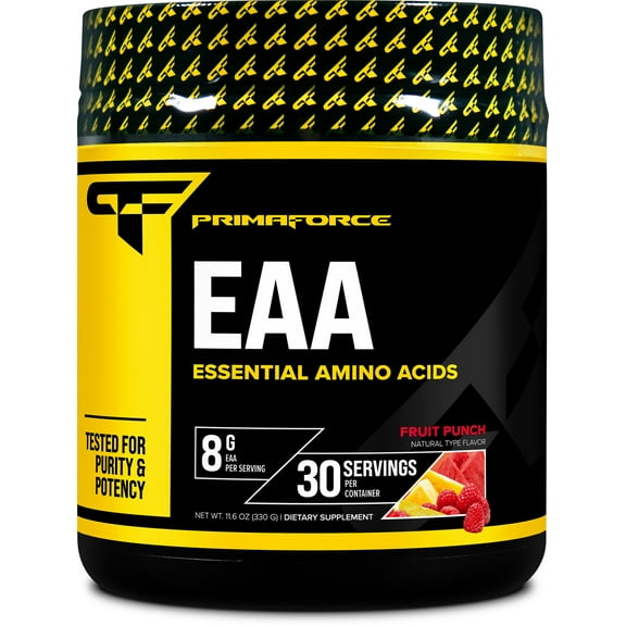 PrimaForce EAA Powder (30 Servings, Fruit Punch) | Essential Amino Acids for Pre/Intra Workout and Recovery - Non-GMO, Gluten Free