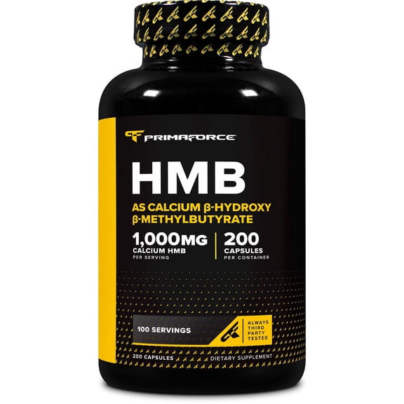 PrimaForce HMB Supplement (1,000mg) 200 Capsules - As Calcium -Hydroxy -Methylbutyrate, 100 Servings
