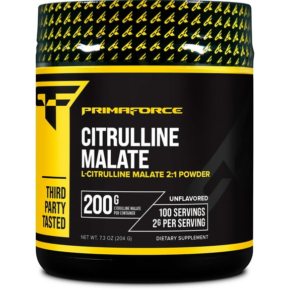 PrimaForce L-Citrulline Malate Powder, Unflavored Pre Workout Supplement, 200 Grams - Non-GMO