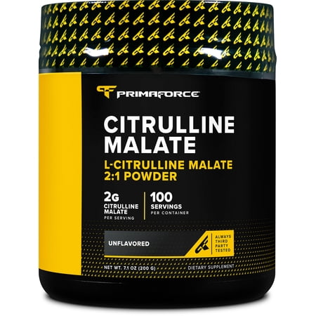 PrimaForce L-Citrulline Malate Powder, Unflavored Pre Workout Supplement, 200 Grams - Non-GMO