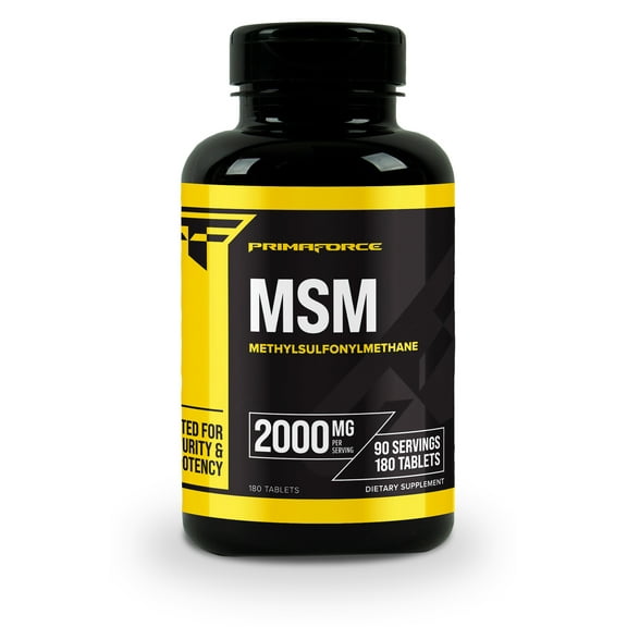 PrimaForce MSM (Methylsulfonylmethane) 2000mg, 90 Servings, 180 Tablets, Supplement