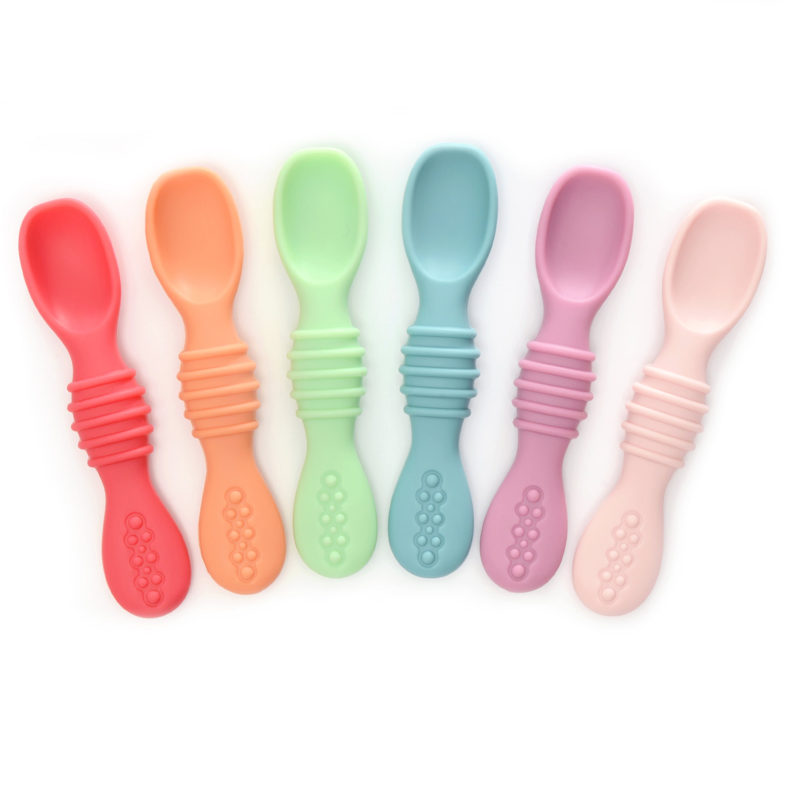  Silicone Baby Spoons 4 Pack, First Stage Toddler Utensils Led  Weaning Training Spoons, Toddler Self Feeding Chew Spoon for Babies over 6  months, BPA Free : Baby