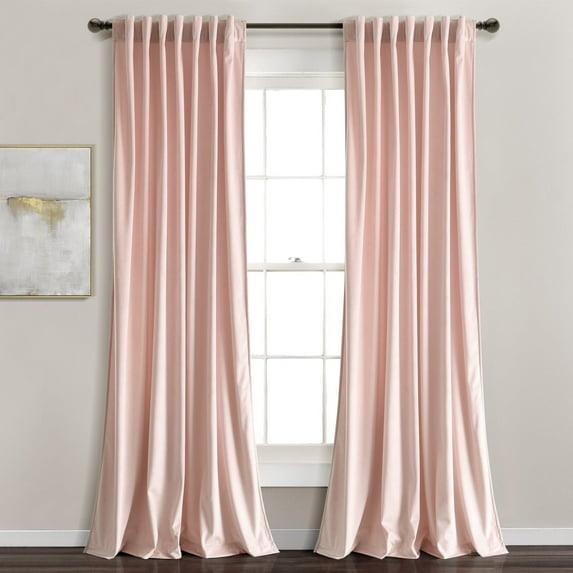 PrimaVelvet Solid Light Filtering Back Tab/Rod Pocket Window Curtain Panels Blush 54x84 Set