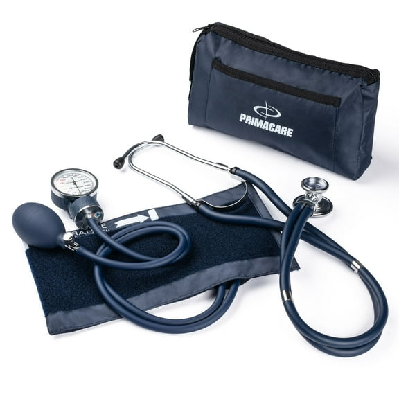 Primacare DS-9181-BLWM Professional Aneroid Sphygmomanometer and Sprague Rappaport Stethoscope, Manual Blood Pressure Kit with Cuff and Carrying Case, Blue