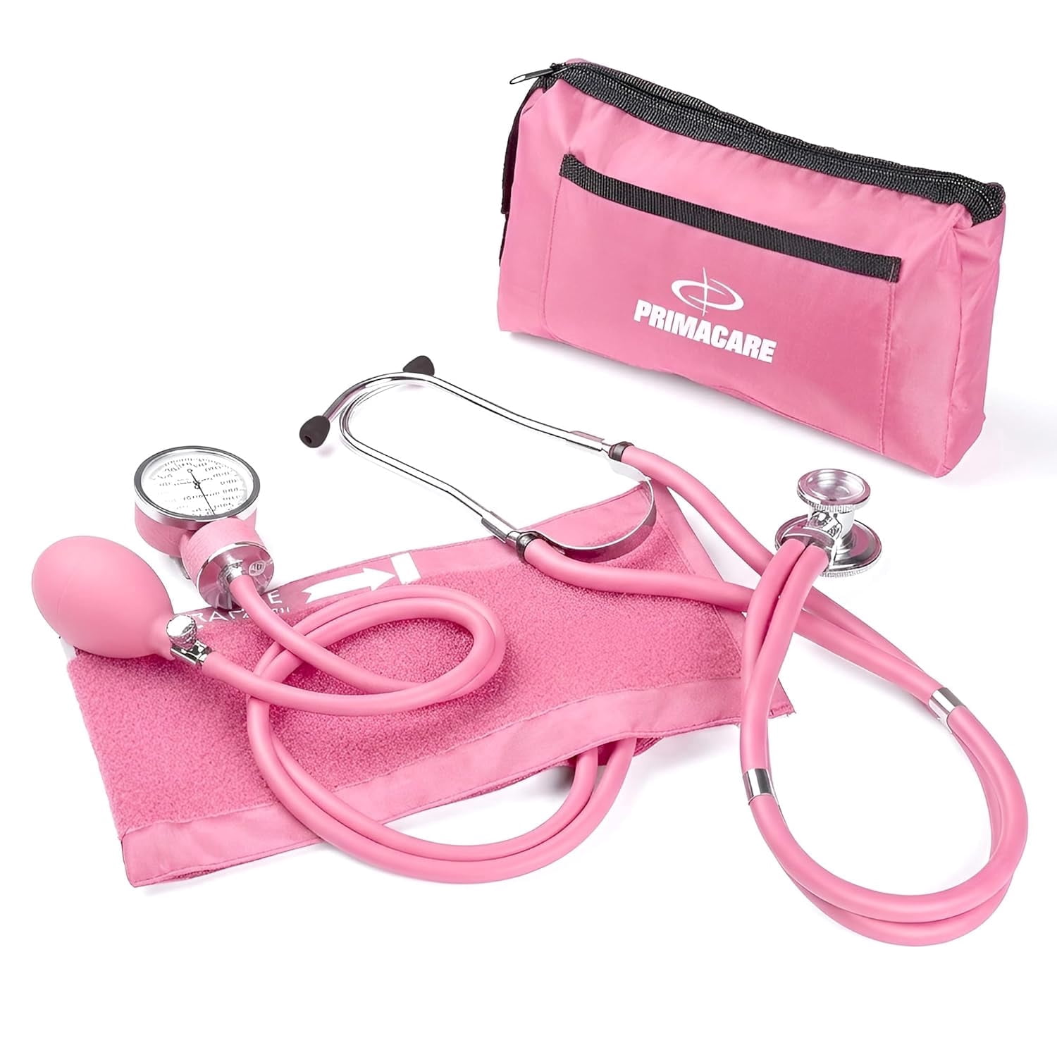 Primacare DS-9181-PK Blood Pressure Cuff and Sprague Rappaport Stethoscope, and Carrying Case, Pink