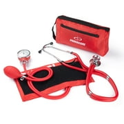 Primacare DS-9181-RDWM Professional Aneroid Sphygmomanometer and Sprague Rappaport Stethoscope, Manual Blood Pressure Kit with Cuff and Carrying Case, Red