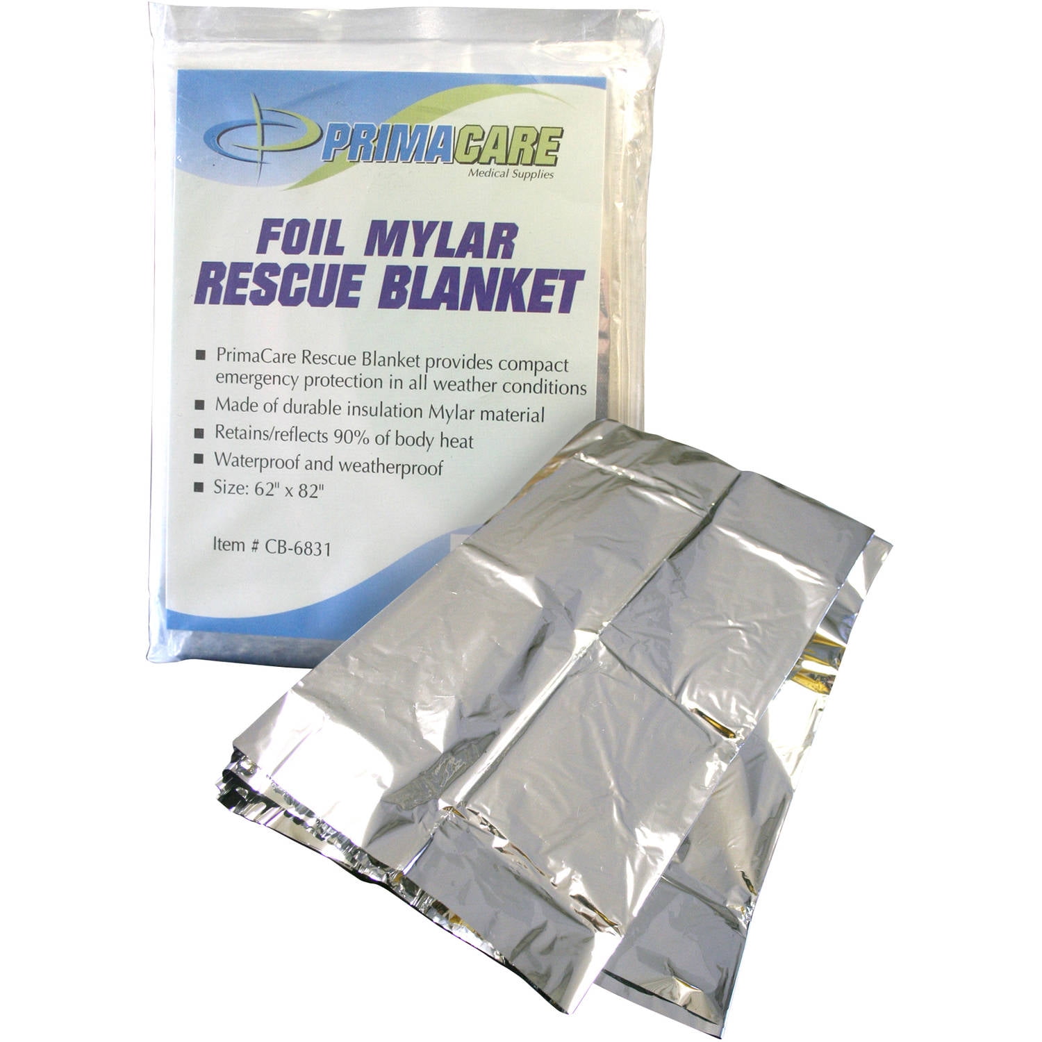 Primacare Emergency Foil Mylar Thermal Blanket 12 Count Walmart
